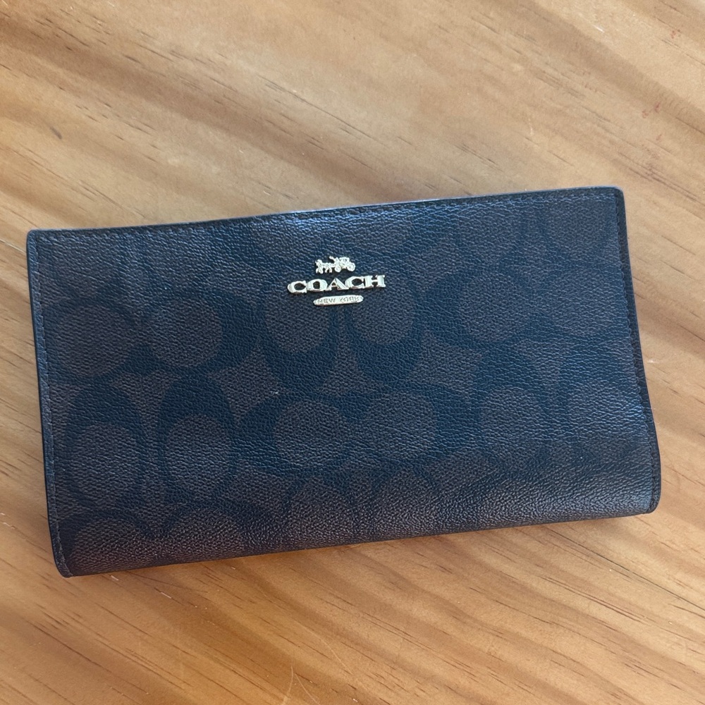 Coach Dark Brown and Black Signature Wallet